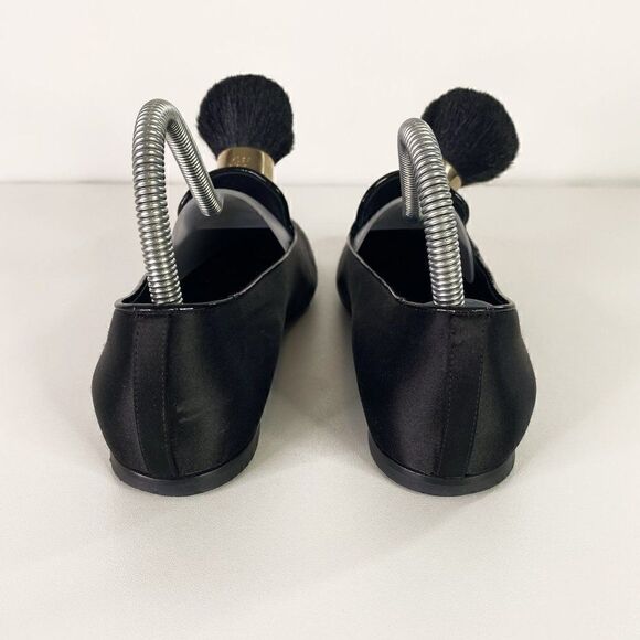 Roger Vivier Black Satin Slip On Flats with Brush Tassel Detail - Picture 5 of 11